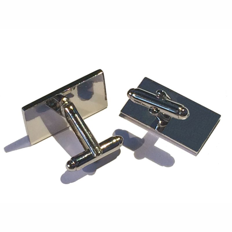 Cufflink Pair Rect 23x12mm  silver ready to wear, boxed